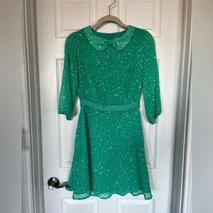 LC Lauren Conrad Teal Star Long Sleeve Dress
